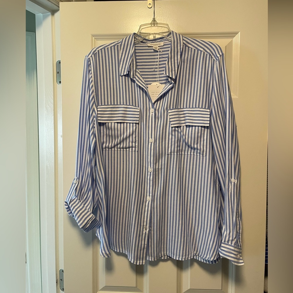Beachlunchlounge Blue and White Striped Casual Shirt